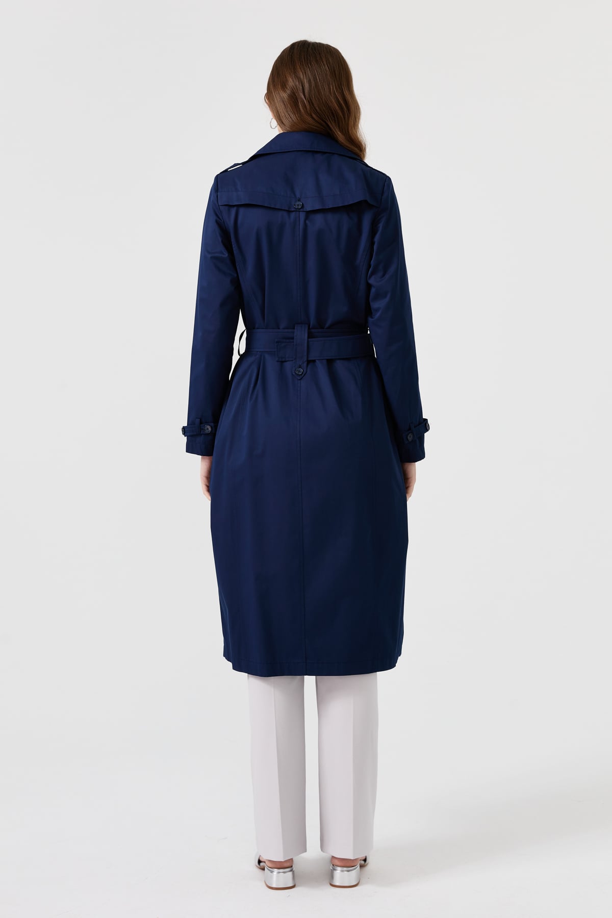 NİHAN Trench Coat Nihan Düğme Detaylı Trençkot  Lacivert_modest