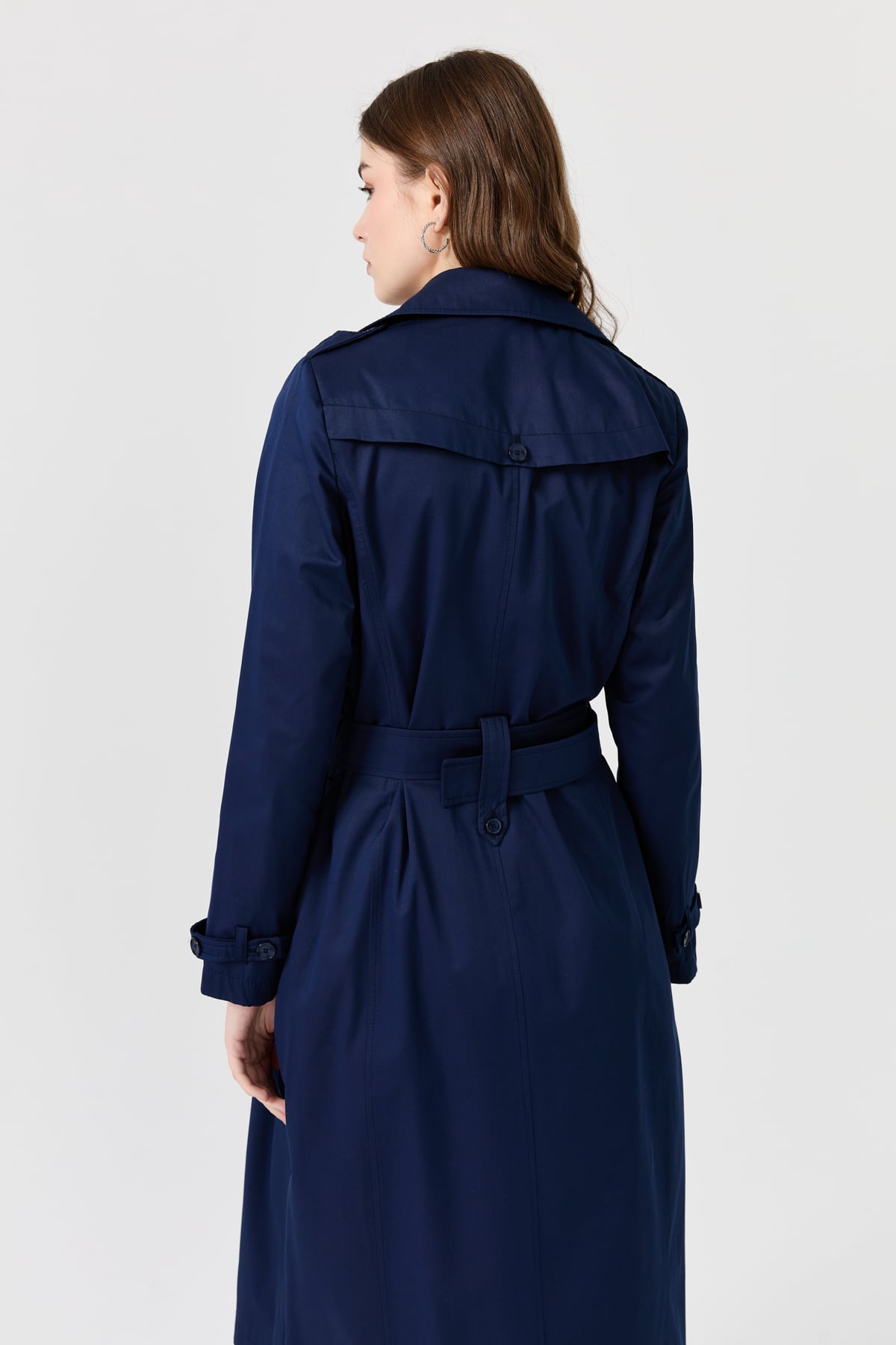 NİHAN Trench Coat Nihan Düğme Detaylı Trençkot  Lacivert_modest