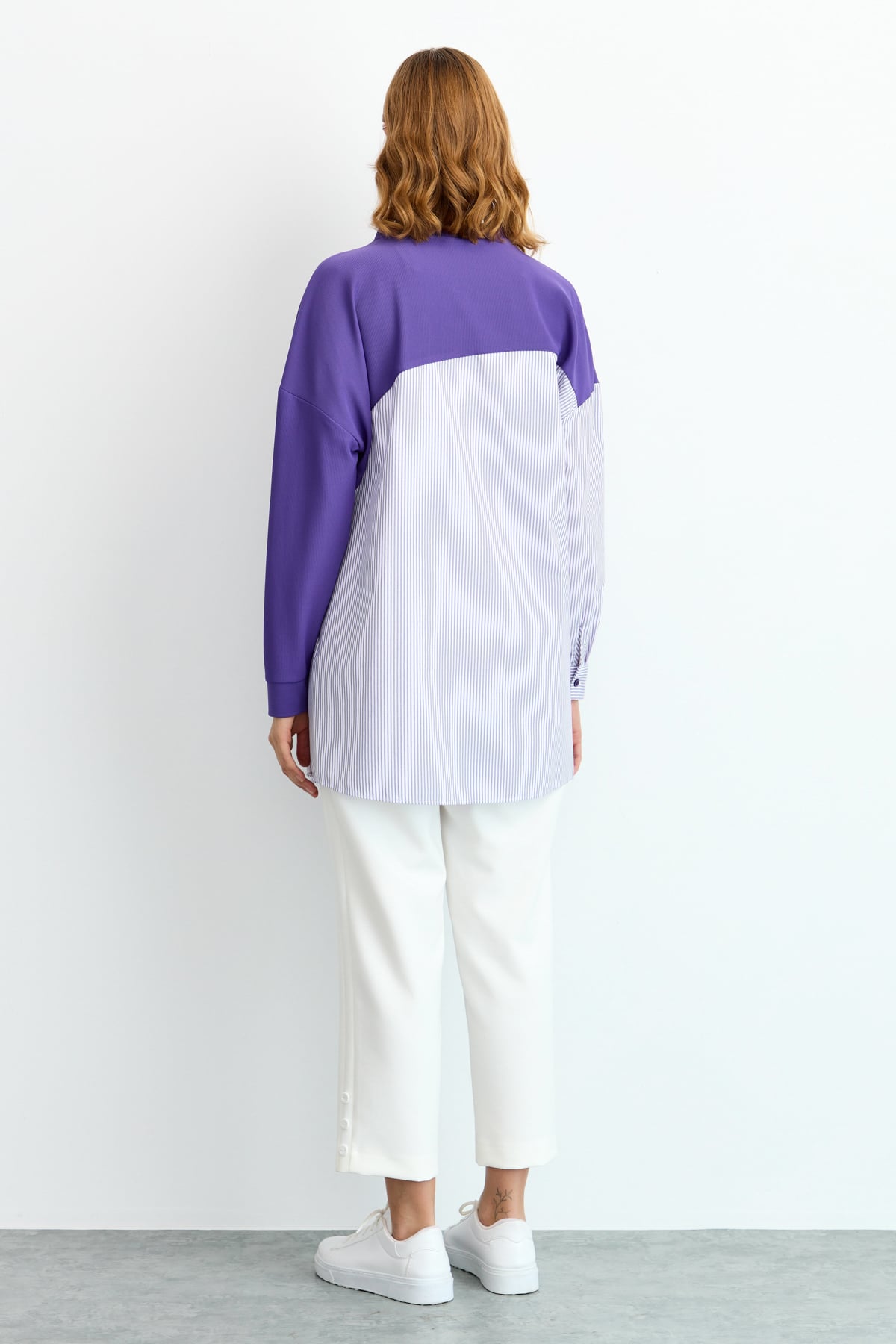 NİHAN Tunik Nihan Düğme Detaylı Tunik  Mor_modest