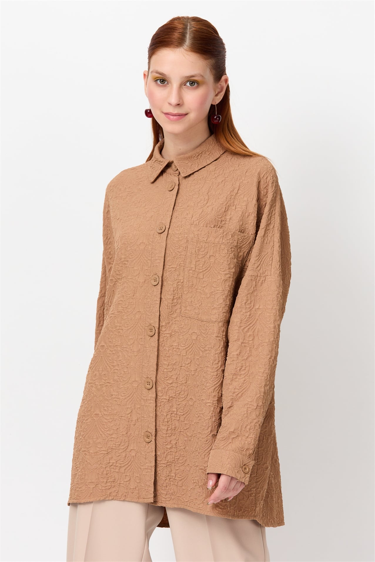 NİHAN Ceket Nihan Düşük Omuzlu Ceket  Camel_modest