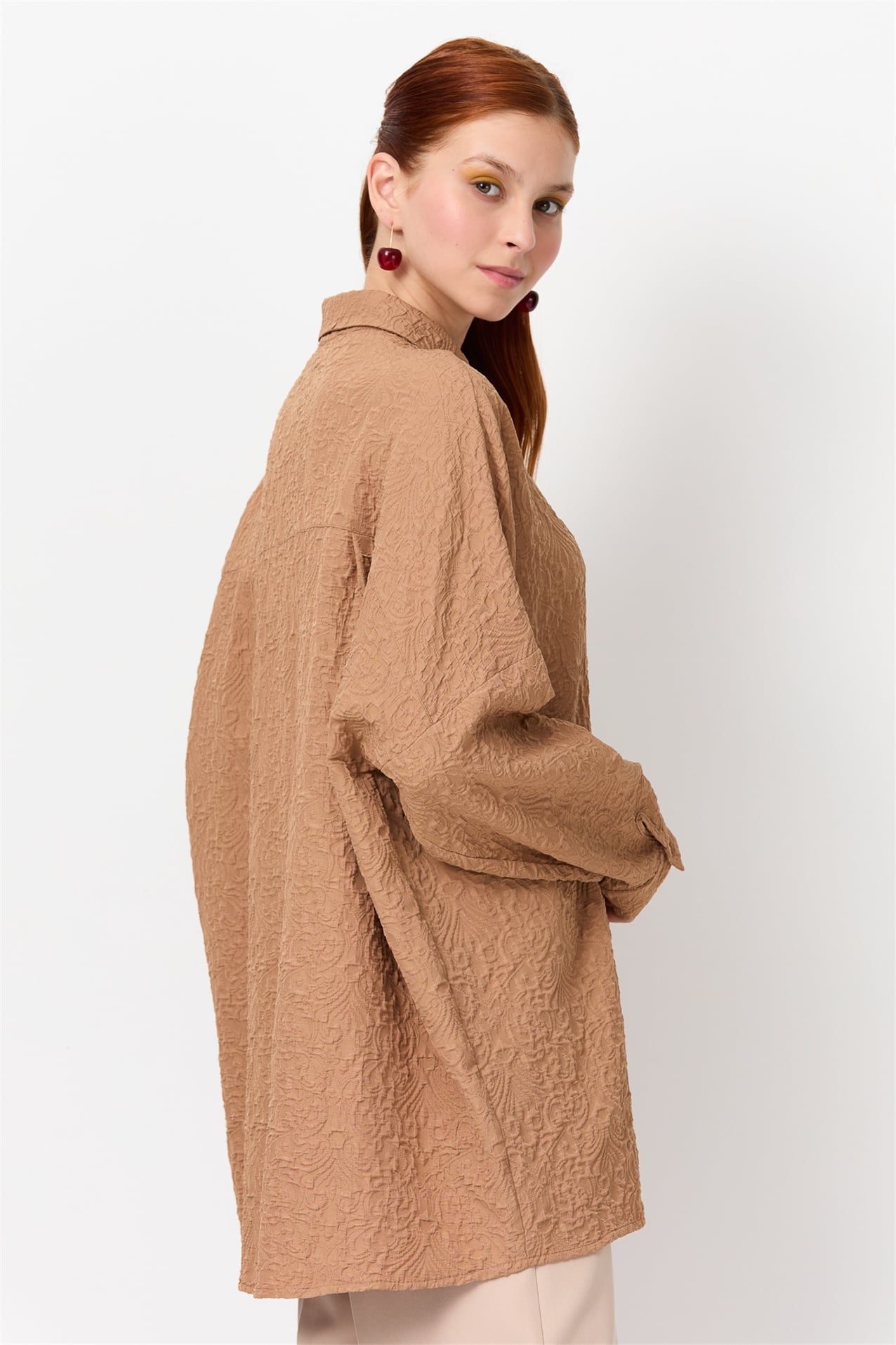 NİHAN Ceket Nihan Düşük Omuzlu Ceket  Camel_modest