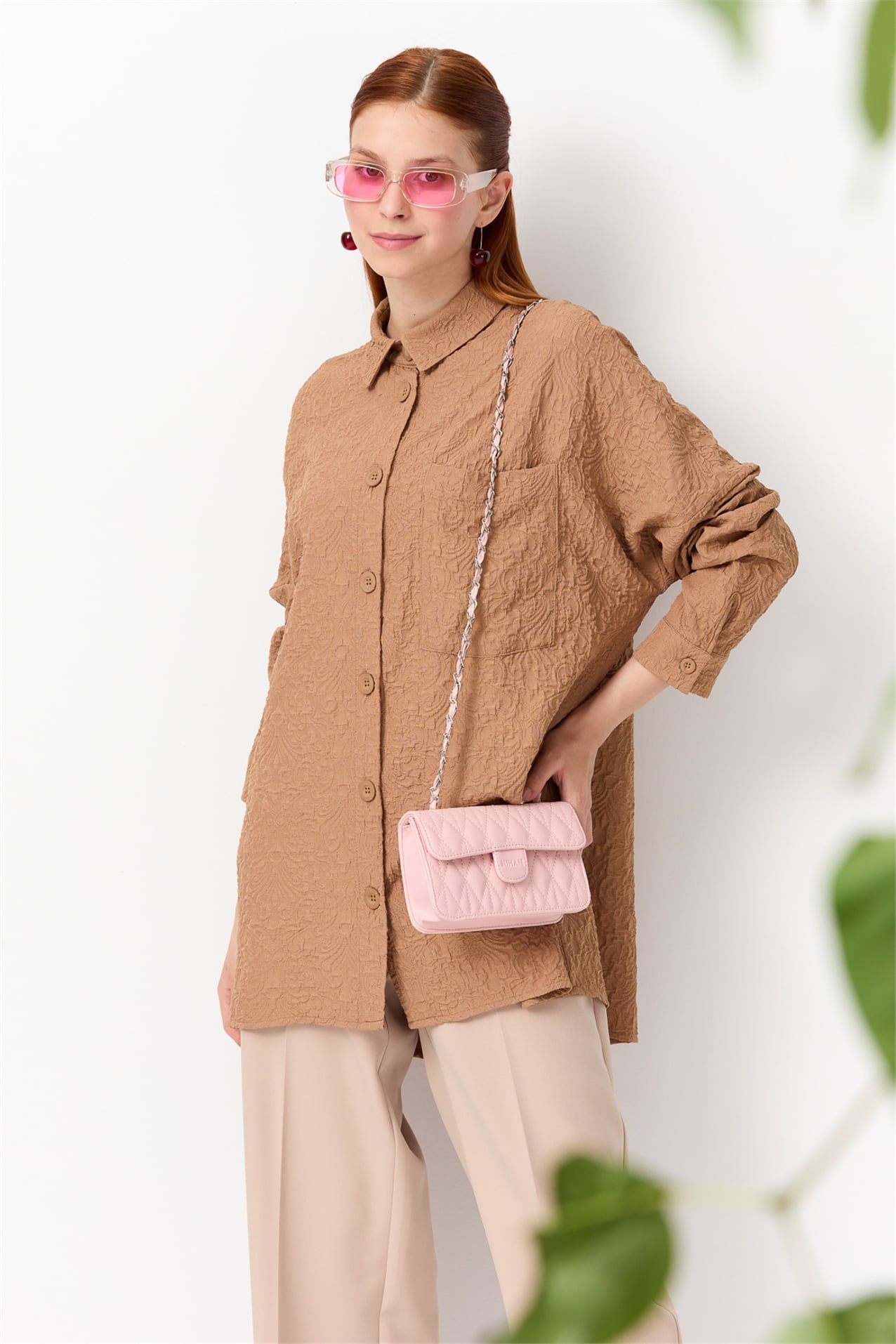 NİHAN Ceket Nihan Düşük Omuzlu Ceket  Camel_modest