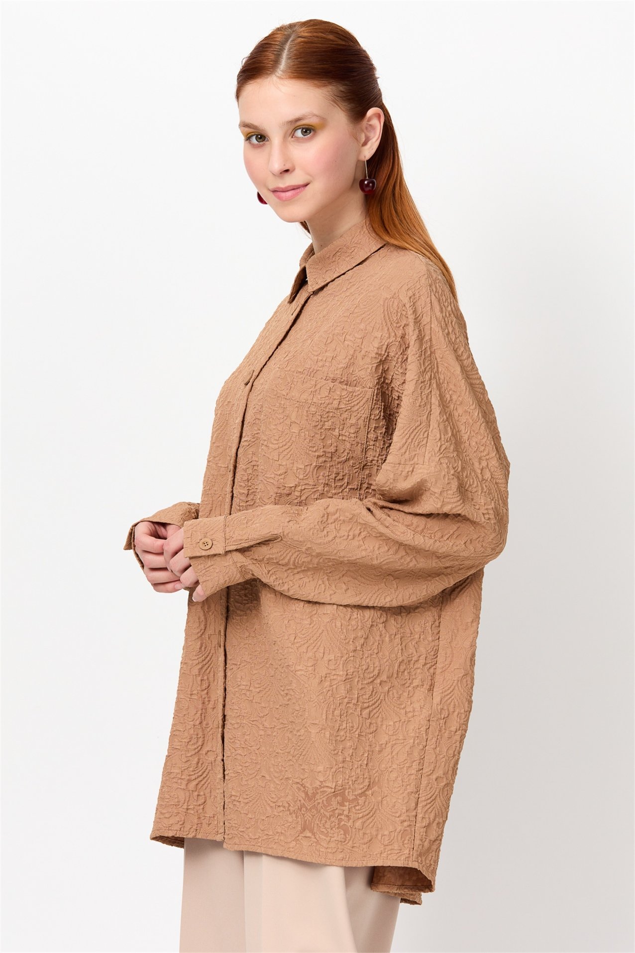 NİHAN Ceket Nihan Düşük Omuzlu Ceket  Camel_modest