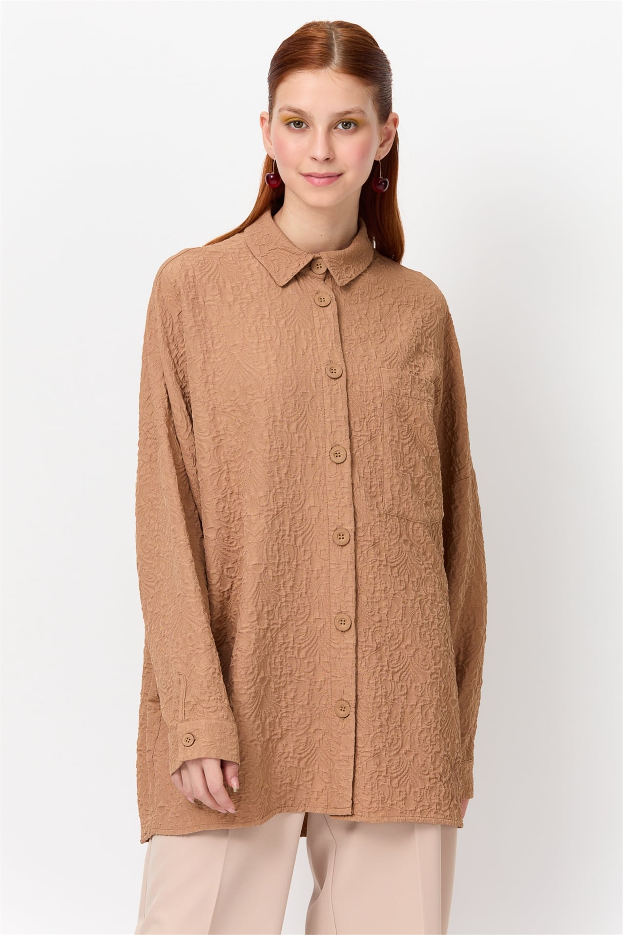 NİHAN Ceket Nihan Düşük Omuzlu Ceket  Camel_modest