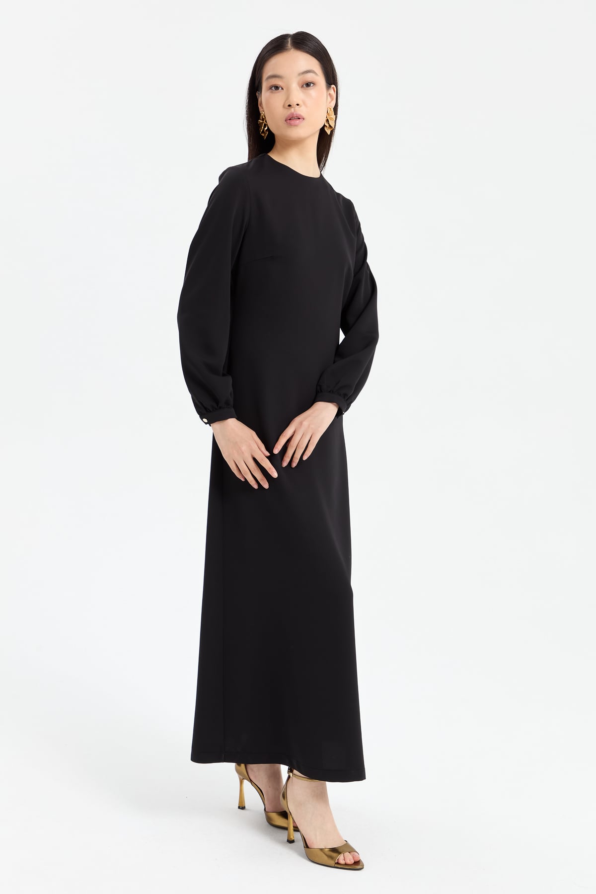 NİHAN Elbise Nihan Düz Fit Kalıp Kalem Elbise  Siyah_modest