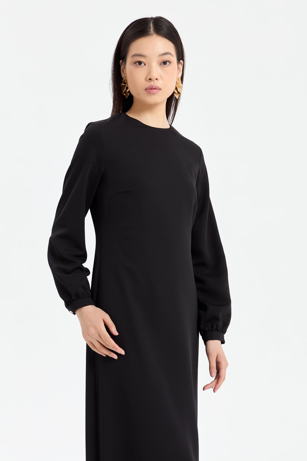 NİHAN Elbise Nihan Düz Fit Kalıp Kalem Elbise  Siyah_modest