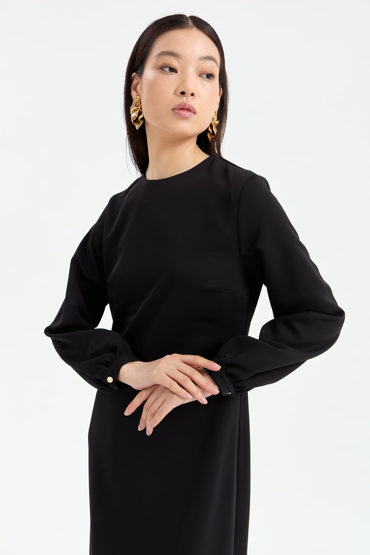 NİHAN Elbise Nihan Düz Fit Kalıp Kalem Elbise  Siyah_modest