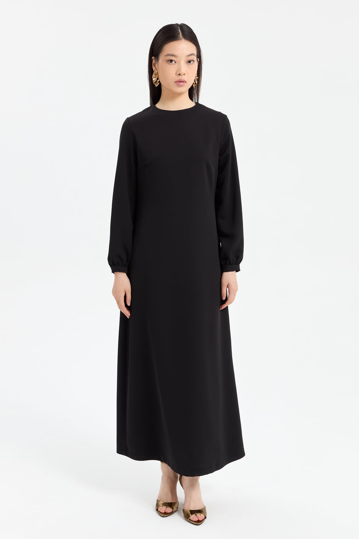 NİHAN Elbise Nihan Düz Fit Kalıp Kalem Elbise  Siyah_modest