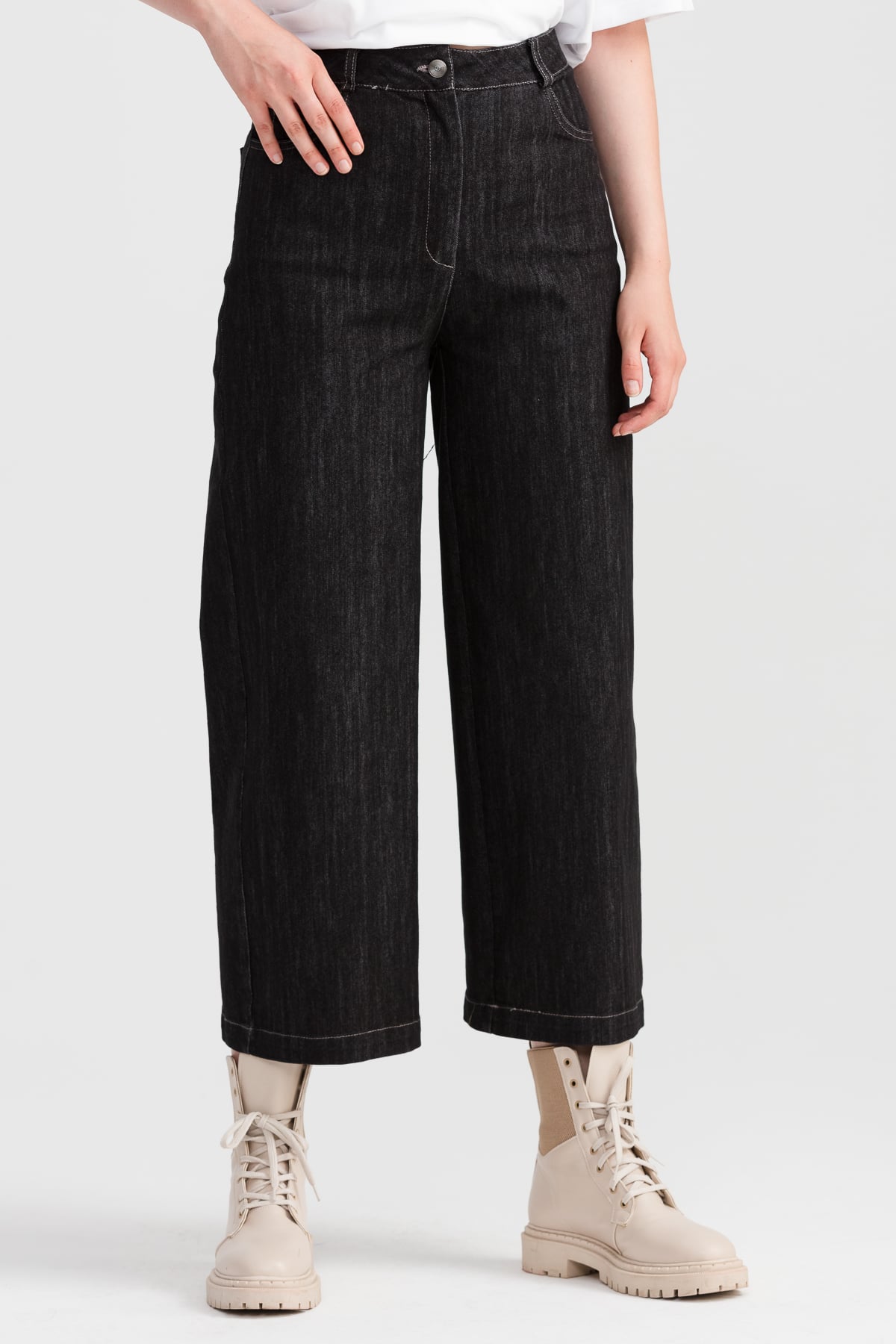 NİHAN Pantolon Nihan Düz Kesim Denim Pantolon  Siyah_modest
