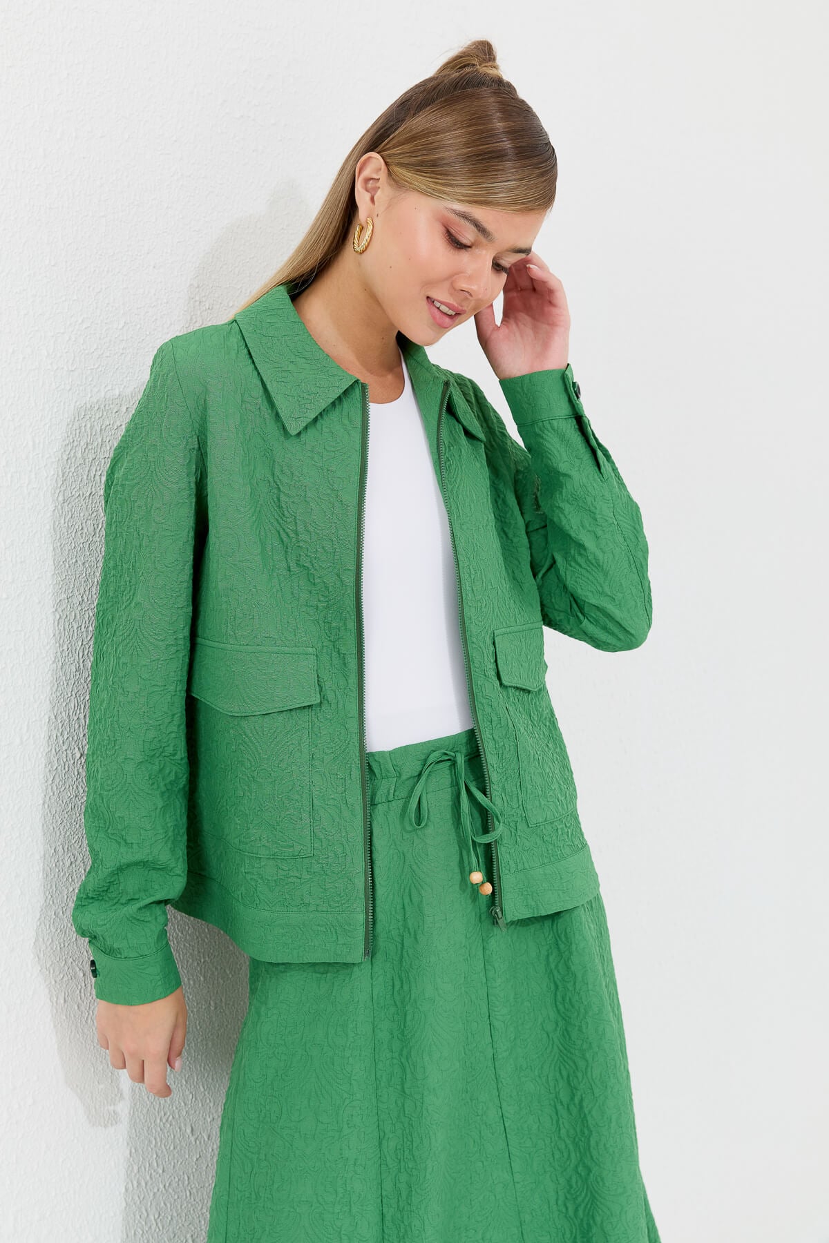 NİHAN Takım Nihan Etek Ceket Takım  Benetton Yeşili_modest