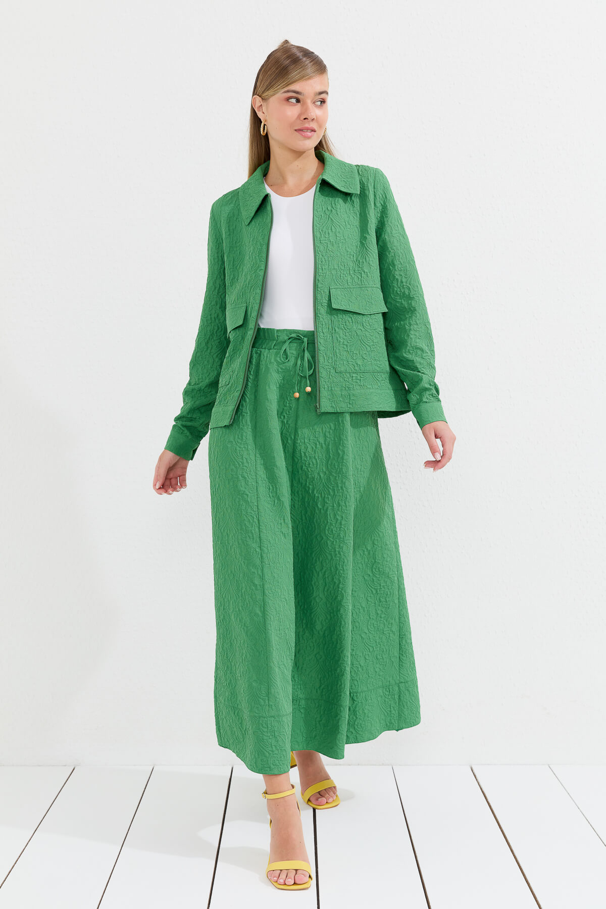 NİHAN Takım Nihan Etek Ceket Takım  Benetton Yeşili_modest