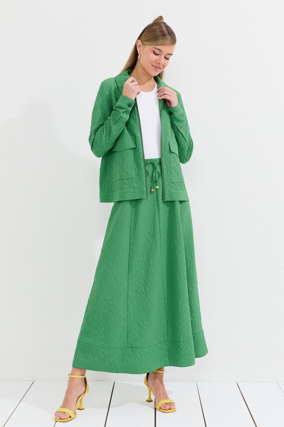 NİHAN Takım Nihan Etek Ceket Takım  Benetton Yeşili_modest