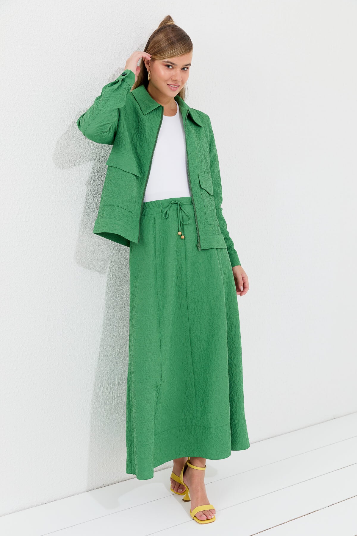 NİHAN Takım Nihan Etek Ceket Takım  Benetton Yeşili_modest