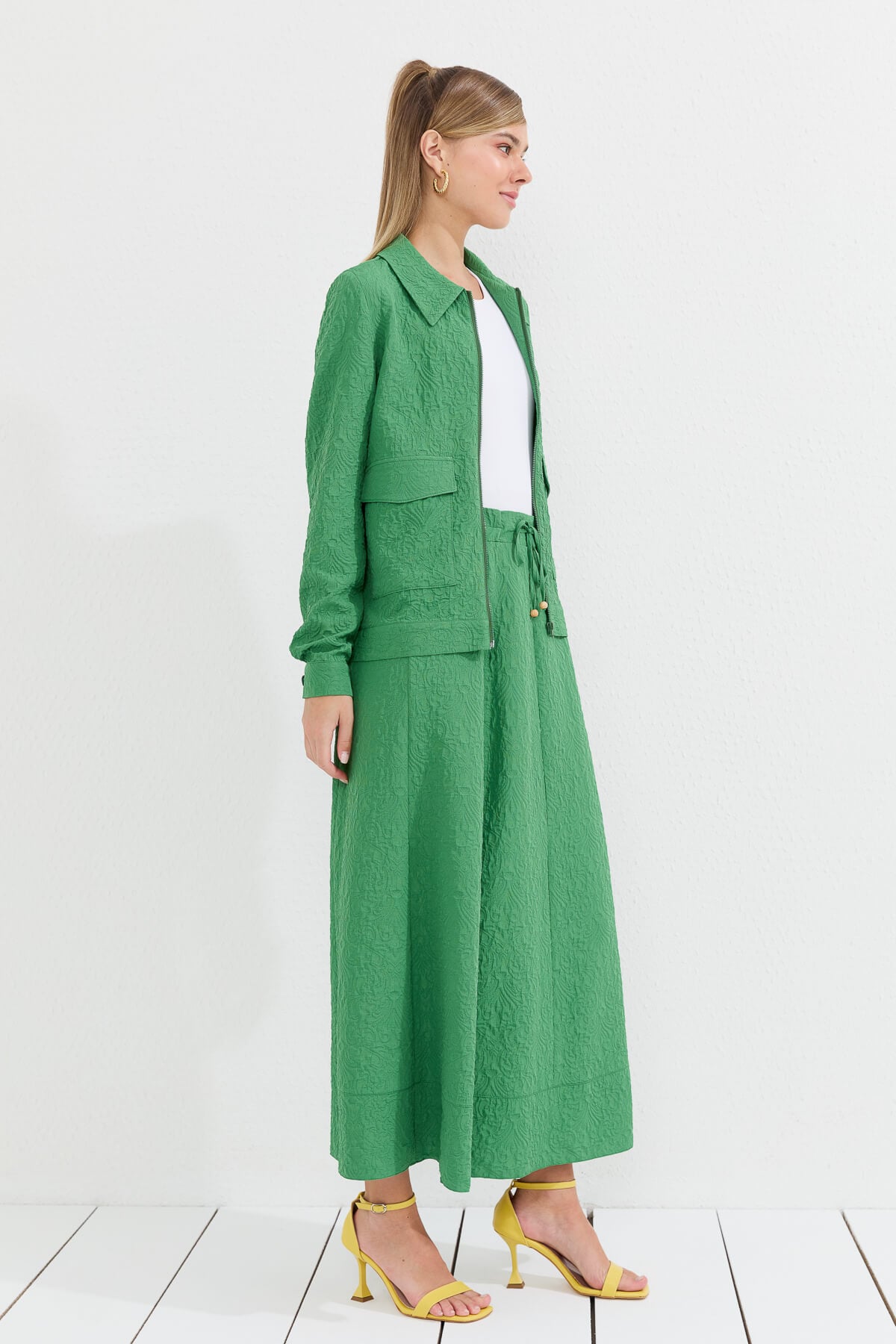 NİHAN Takım Nihan Etek Ceket Takım  Benetton Yeşili_modest