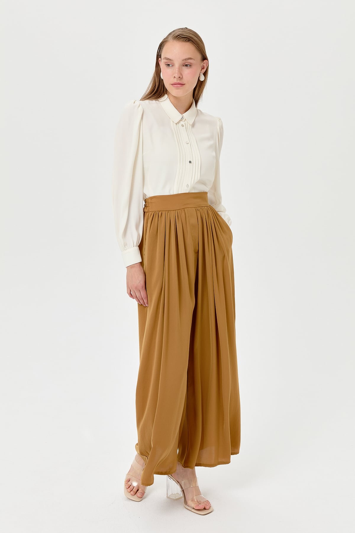 NİHAN Pants Nihan Etek Pantolon  Camel_modest