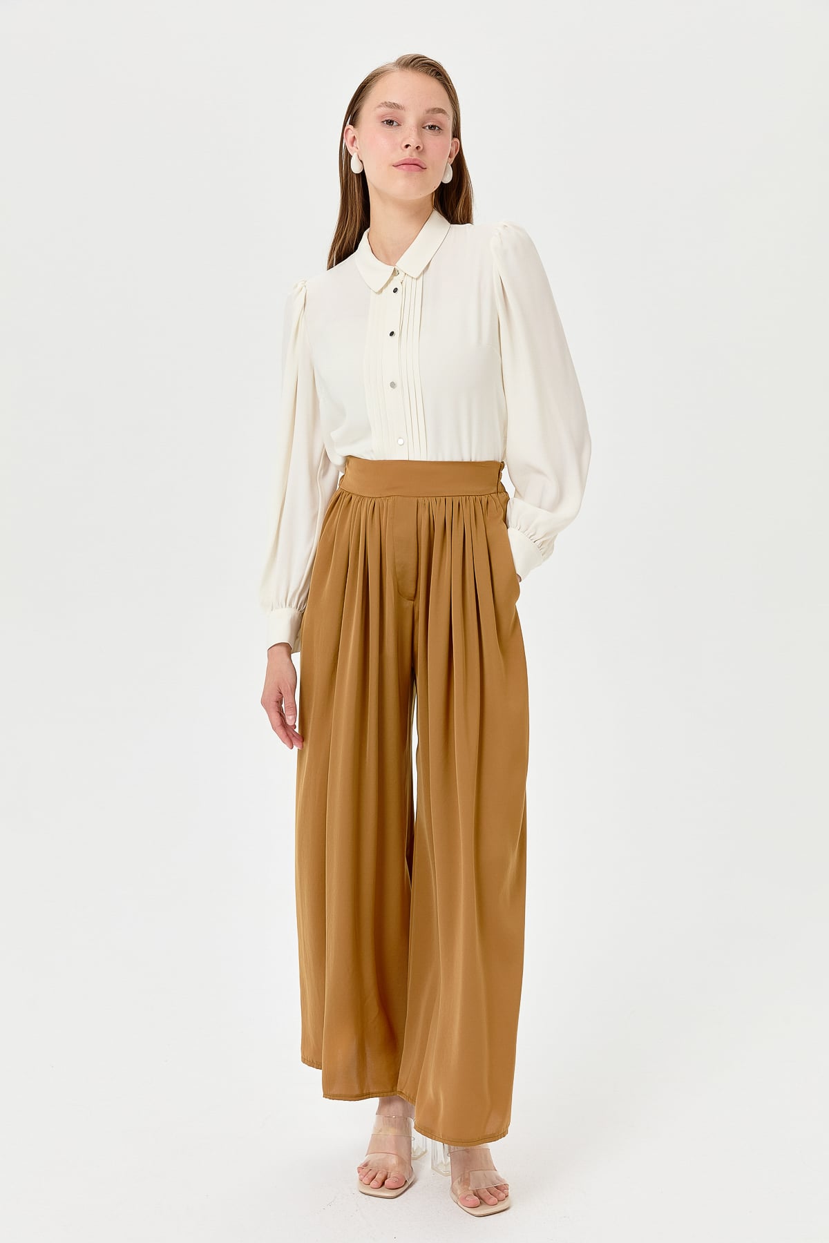 NİHAN Pants Nihan Etek Pantolon  Camel_modest
