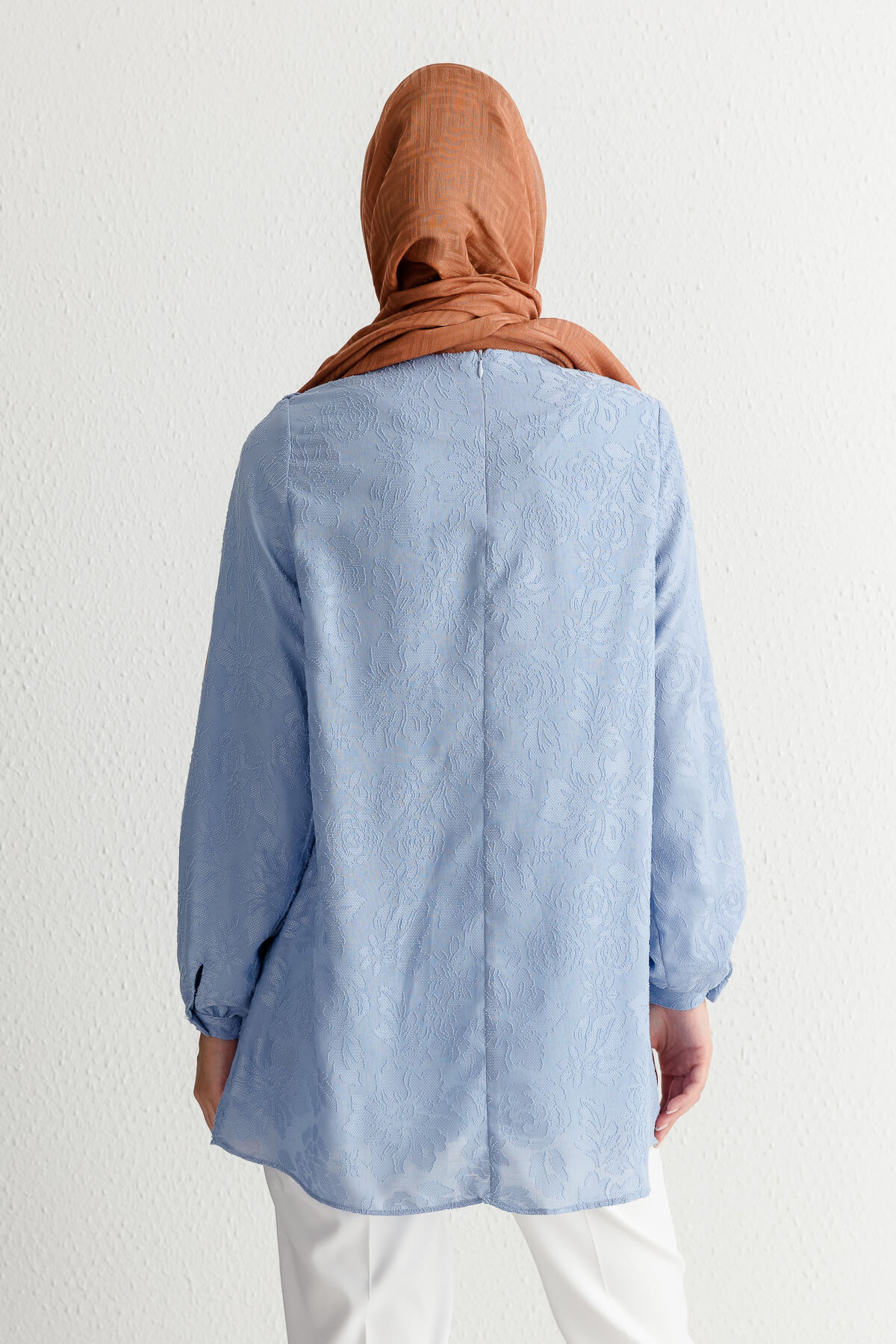 NİHAN Tunik Nihan Fırfır Detaylı Tunik  Açık Mavi_modest
