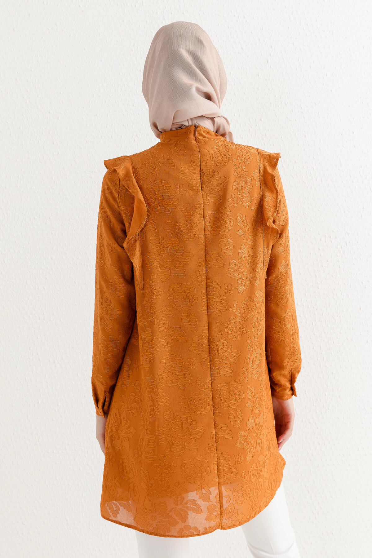 NİHAN Tunik Nihan Fırfır Detaylı Tunik  Turuncu_modest