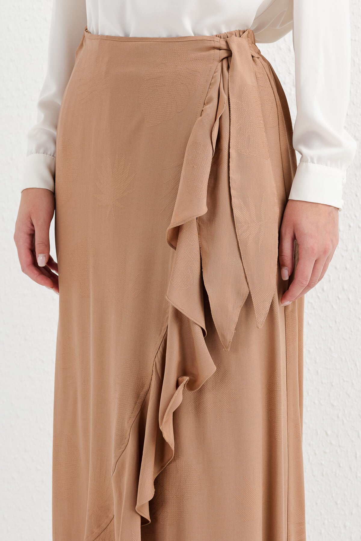 NİHAN Etek Nihan Fırfırlı Etek  Camel_modest