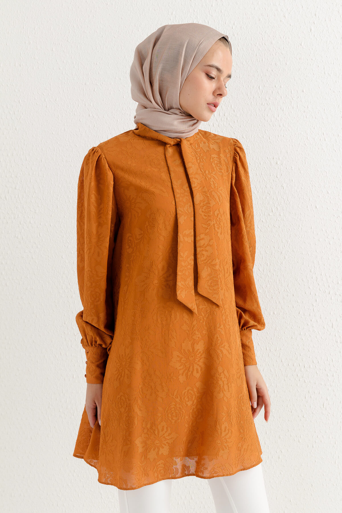 NİHAN Tunik Nihan Fularlı Tunik  Turuncu_modest