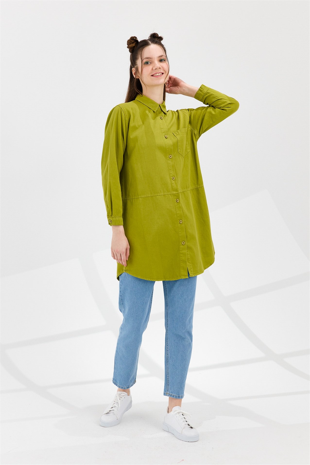 NİHAN Tunik Nihan Gabardin Tunik  Yeşil_modest