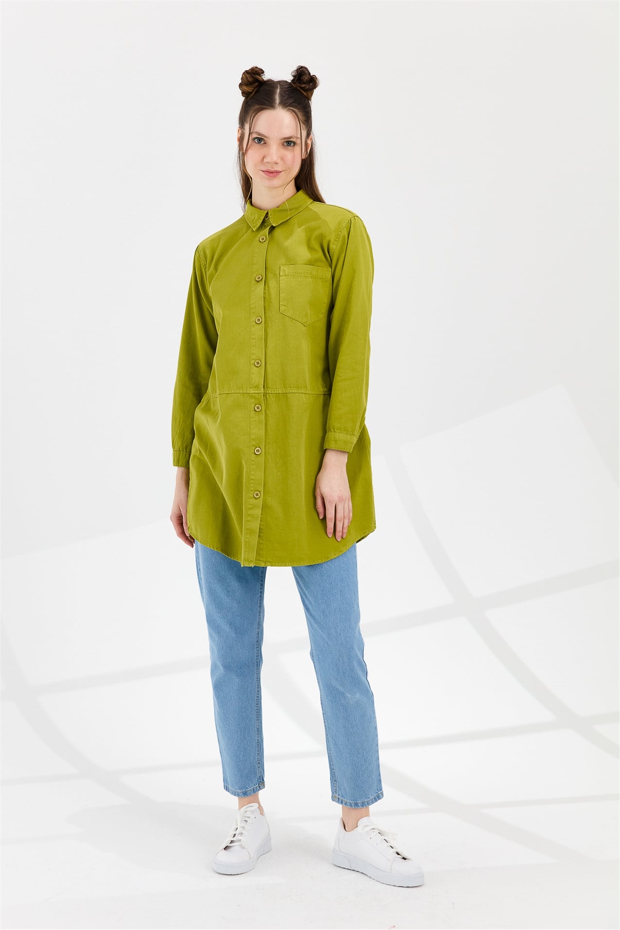 NİHAN Tunik Nihan Gabardin Tunik  Yeşil_modest