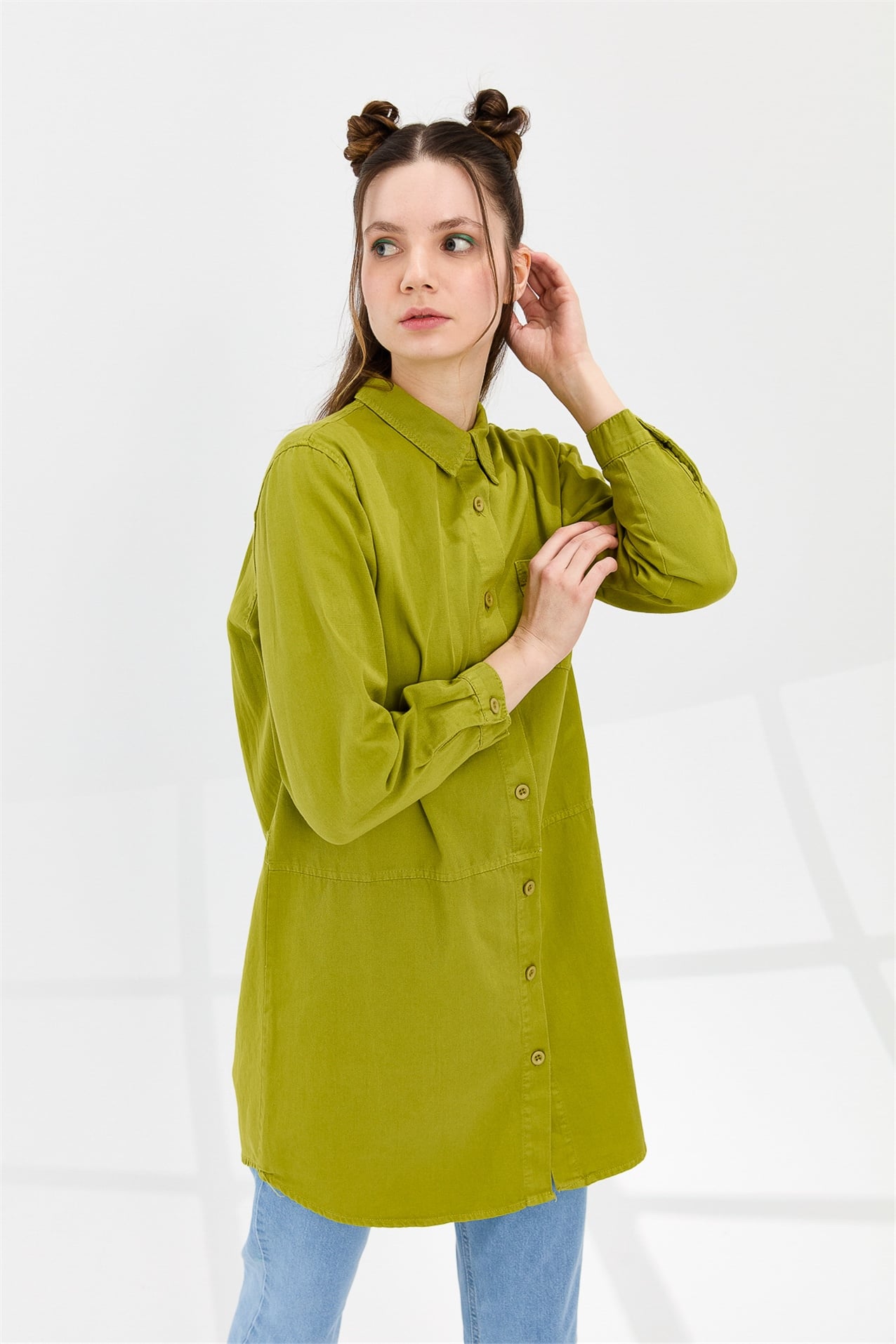 NİHAN Tunik Nihan Gabardin Tunik  Yeşil_modest