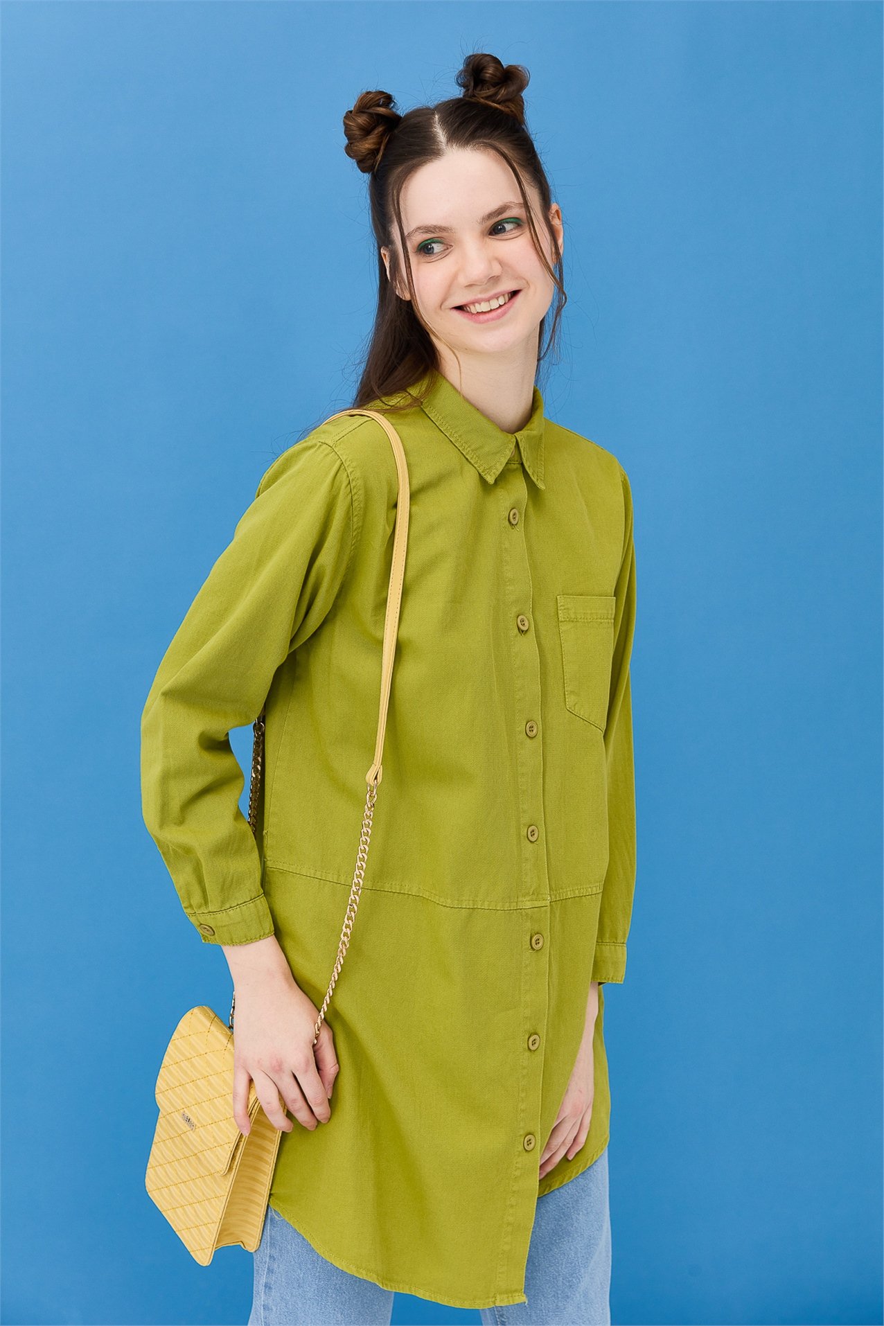 NİHAN Tunik Nihan Gabardin Tunik  Yeşil_modest