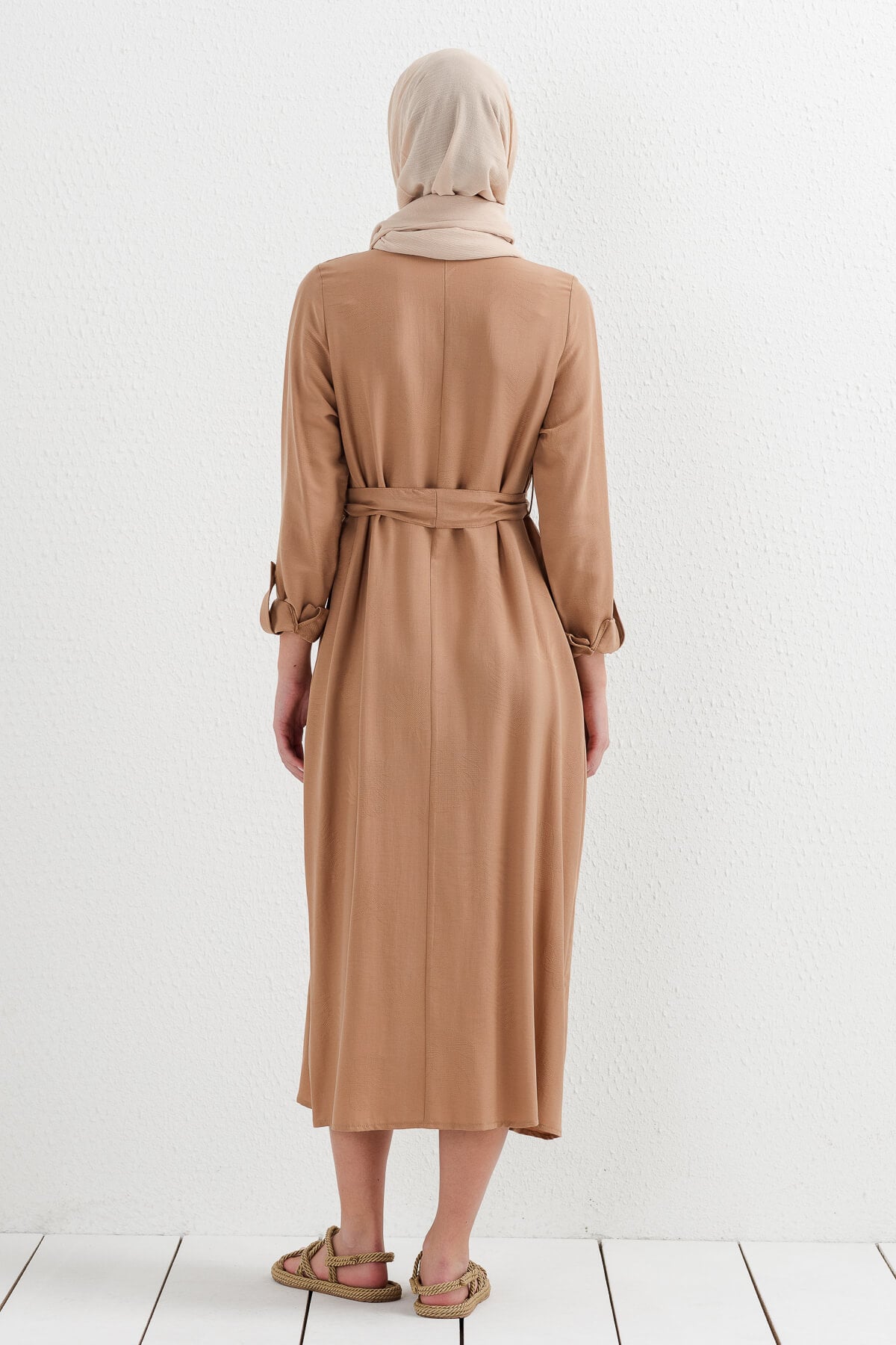 NİHAN Elbise Nihan Gömlek Yaka Elbise  Camel_modest