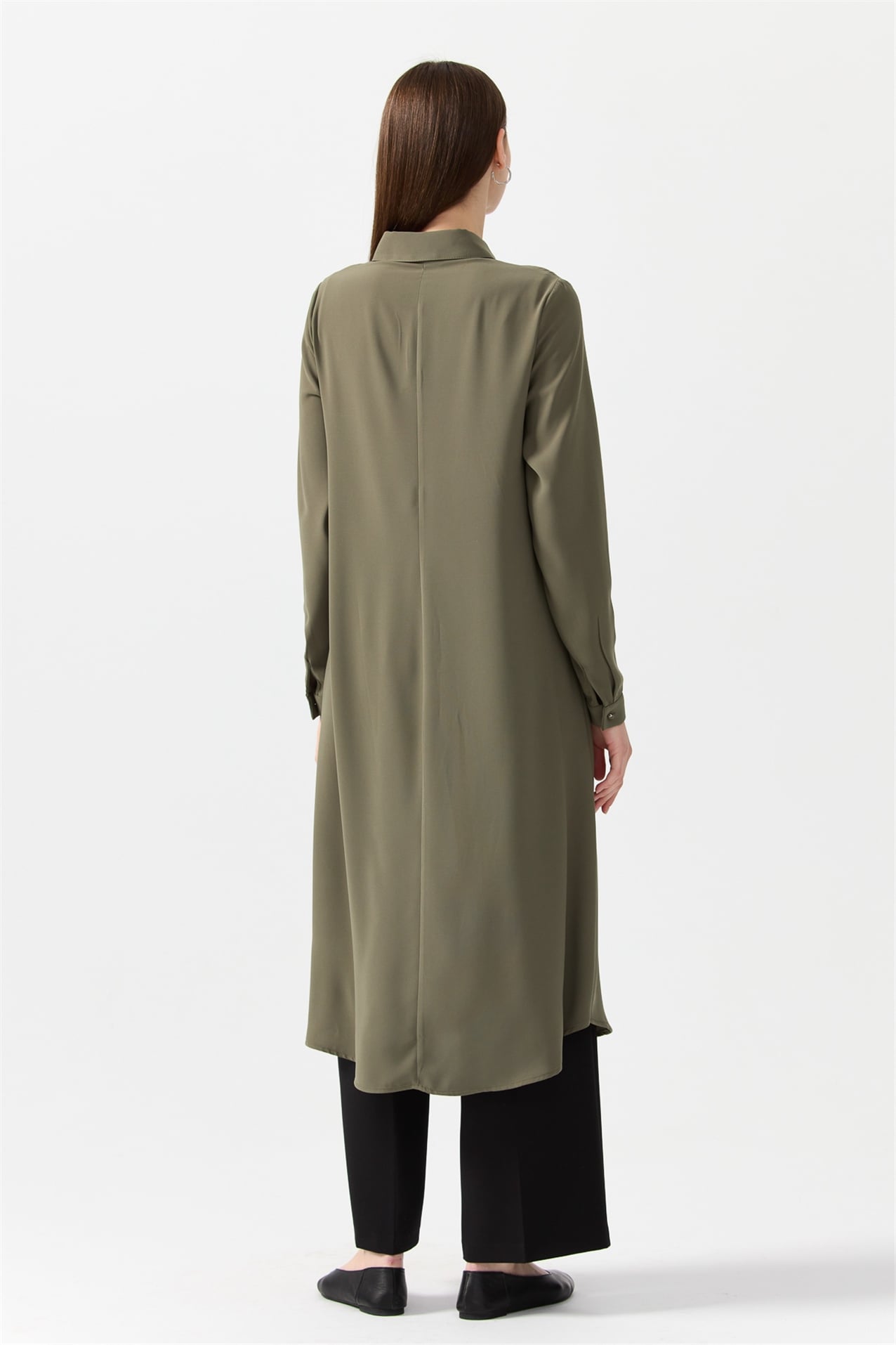 NİHAN Tunik Nihan Gömlek Yaka Tunik  Haki_modest