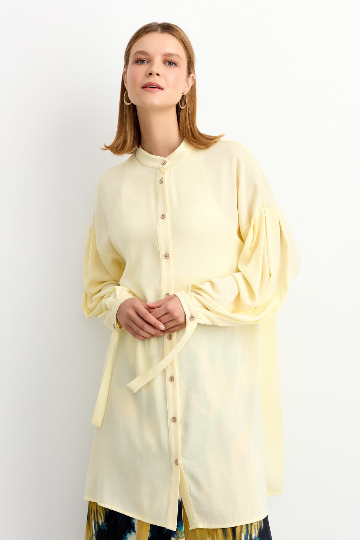NİHAN Tunik Nihan Hakim Yaka Tunik  Bej_modest