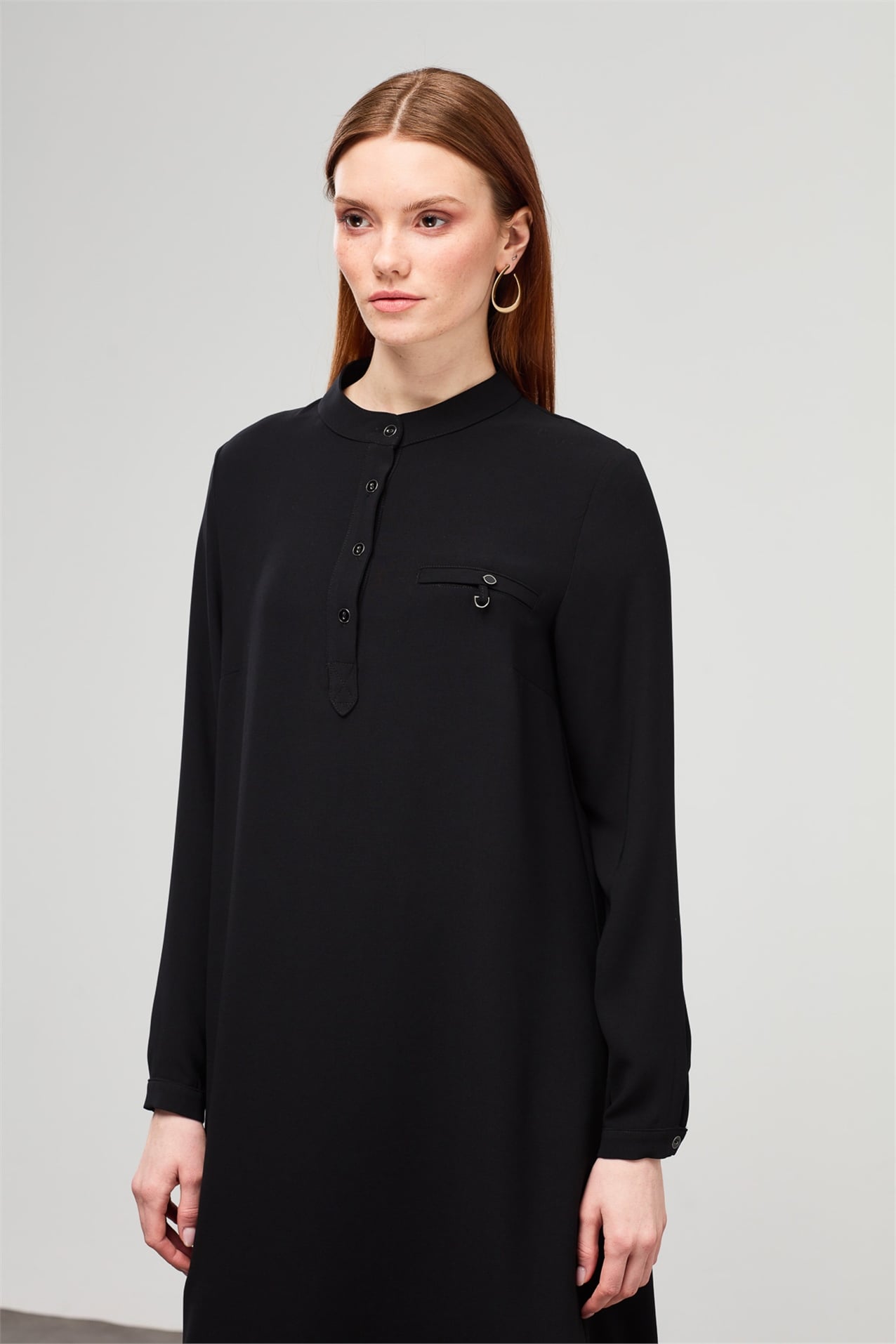NİHAN Tunik Nihan Hakim Yaka Tunik  Siyah_modest
