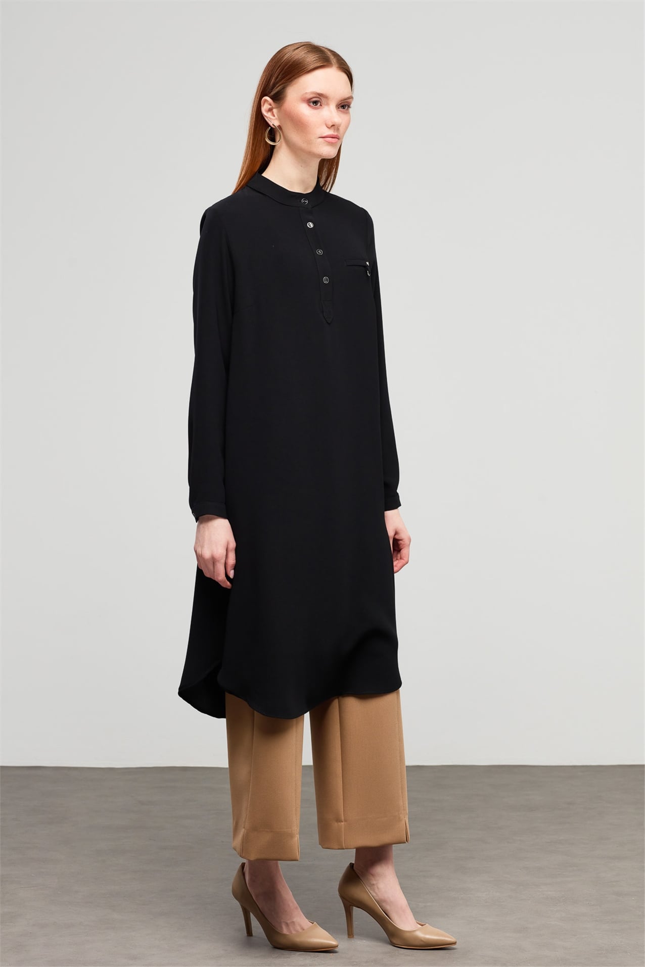 NİHAN Tunik Nihan Hakim Yaka Tunik  Siyah_modest