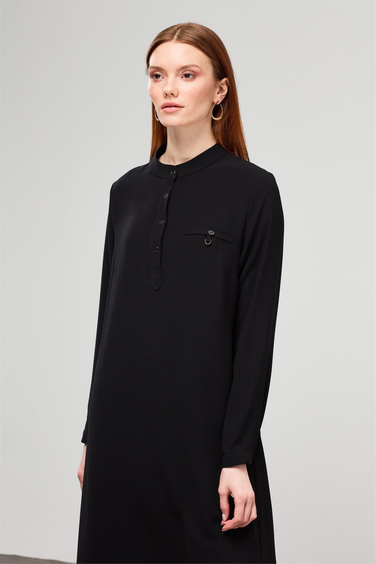 NİHAN Tunik Nihan Hakim Yaka Tunik  Siyah_modest