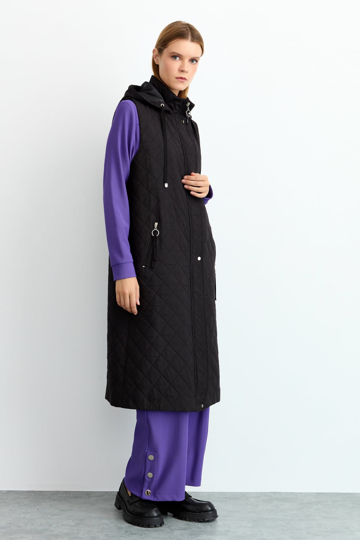NİHAN Vest Nihan İnce Kapitone Yelek  Siyah_modest