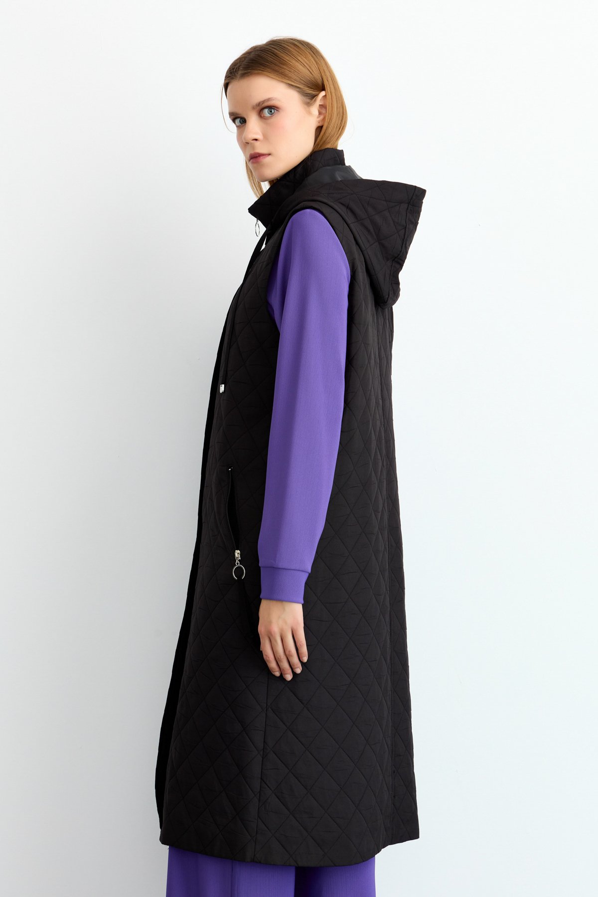 NİHAN Vest Nihan İnce Kapitone Yelek  Siyah_modest