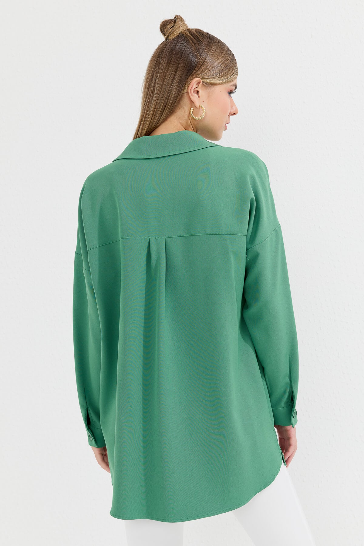 NİHAN Ceket Nihan İri Cepli Broşlu Ceket  Benetton Yeşili_modest