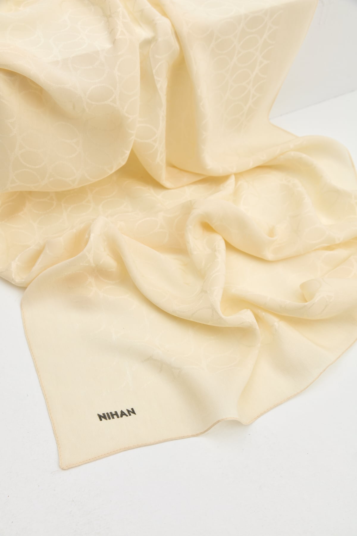 NİHAN Shawl Nihan Jakar Pamuk Lyocell Şal  Krem_modest