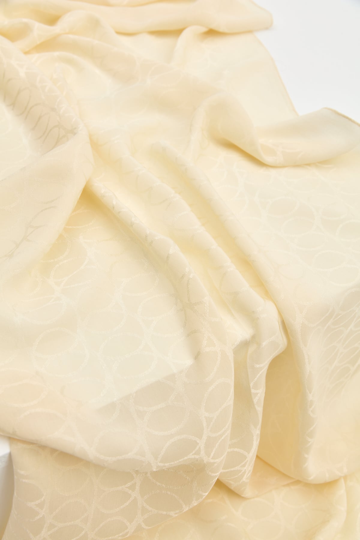 NİHAN Shawl Nihan Jakar Pamuk Lyocell Şal  Krem_modest