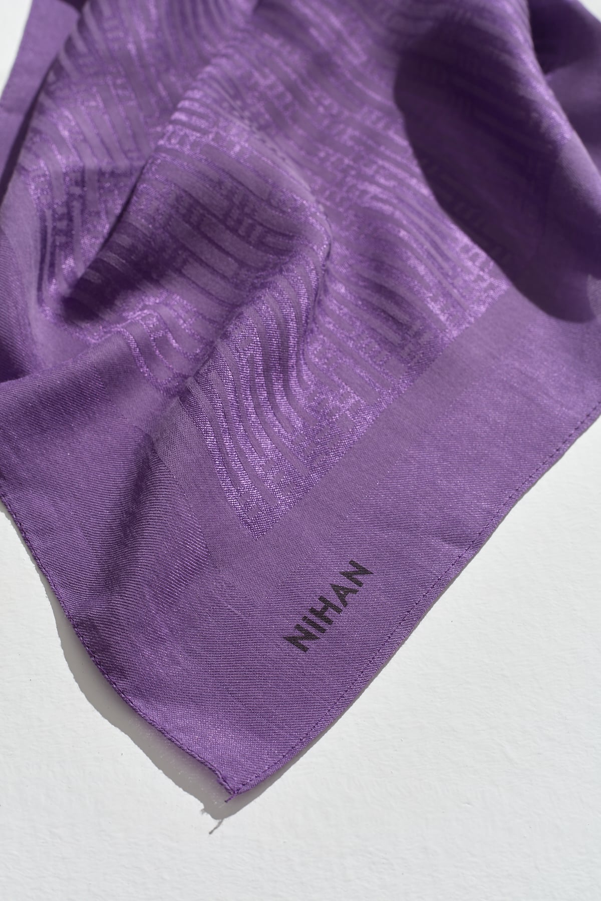 NİHAN Scarfs Nihan Jakarlı Pamuk Lyocell Eşarp  Mor_modest
