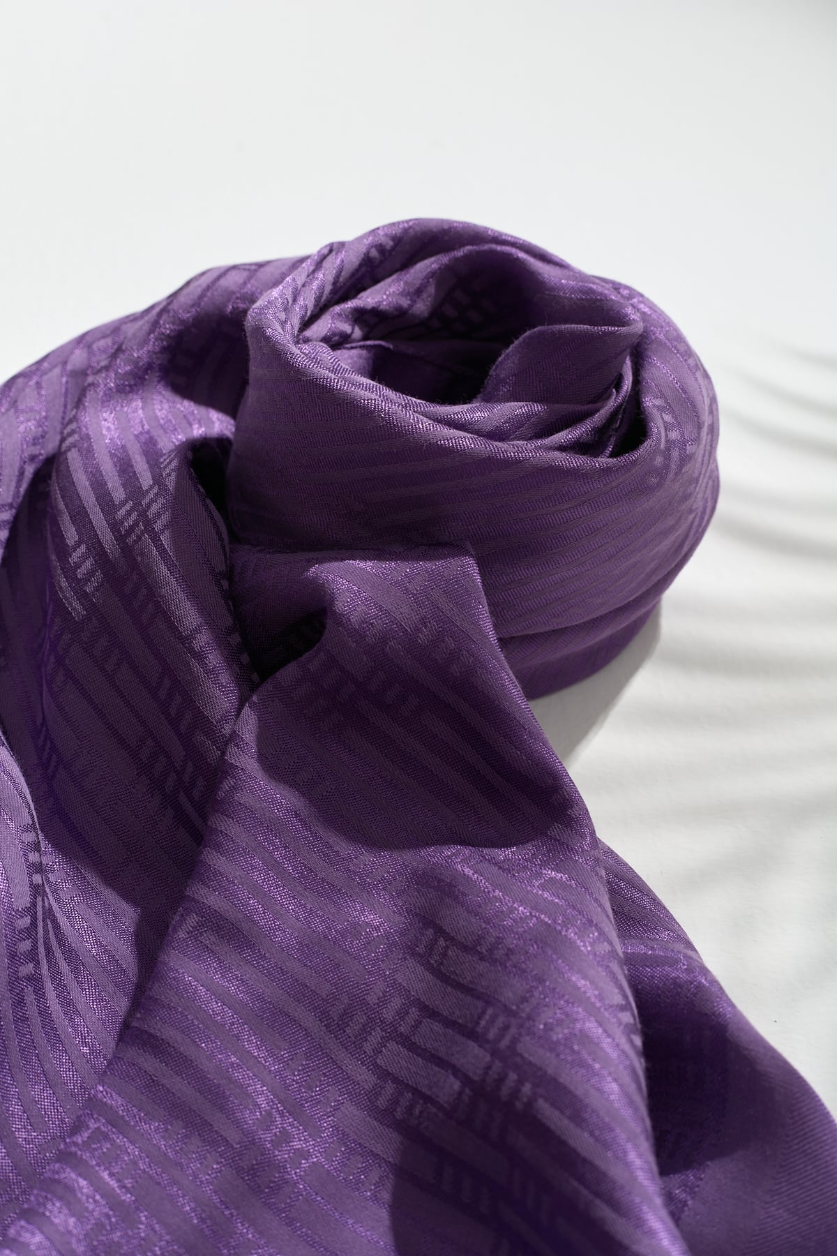 NİHAN Scarfs Nihan Jakarlı Pamuk Lyocell Eşarp  Mor_modest