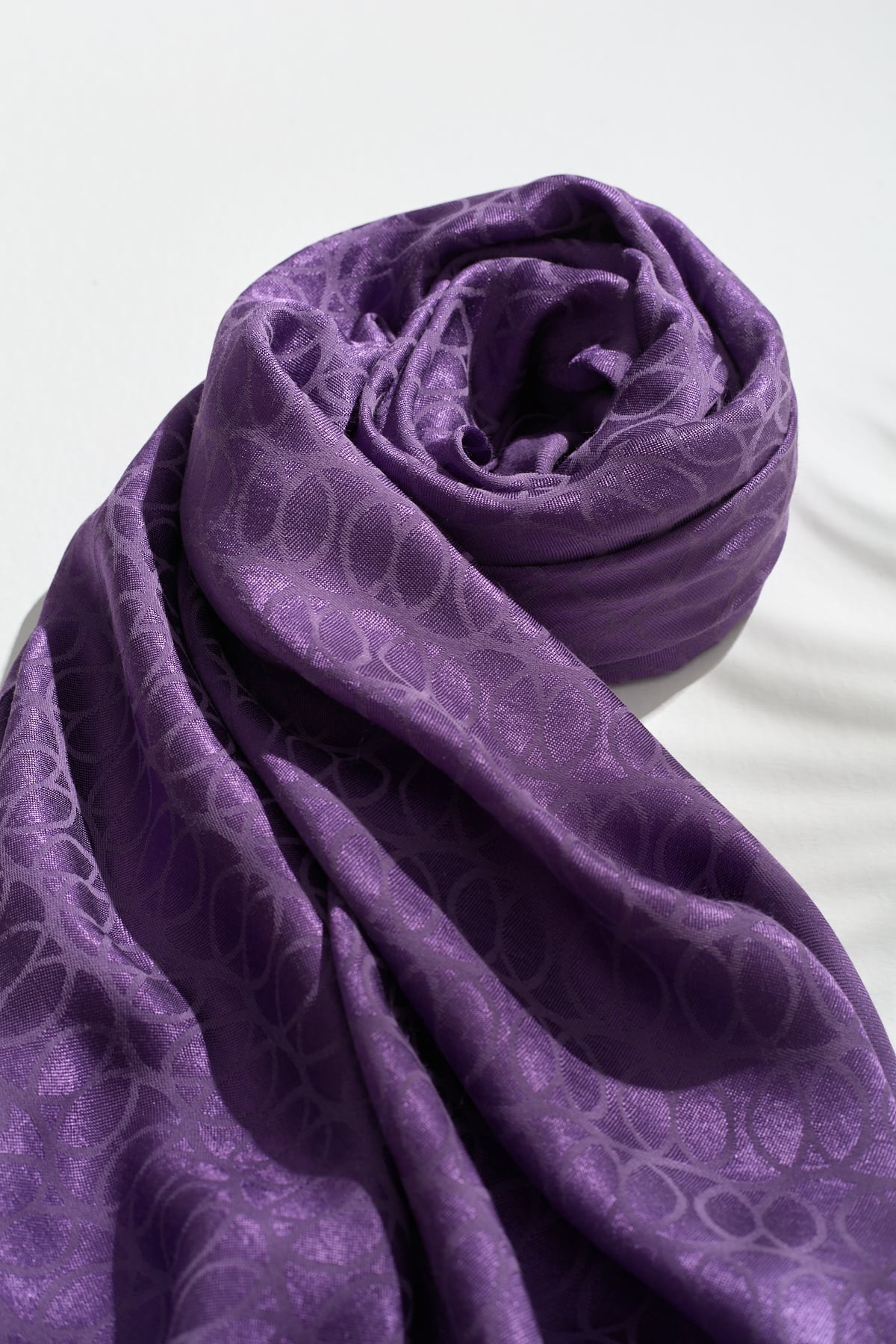 NİHAN Scarfs Nihan Jakarlı Pamuk Lyocell Eşarp  Mor_modest