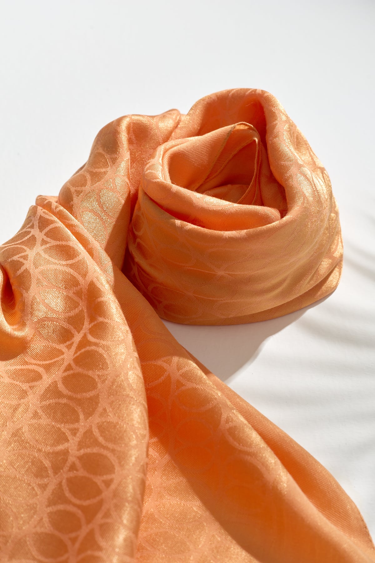 NİHAN Scarfs Nihan Jakarlı Pamuk Lyocell Eşarp  Oranj_modest