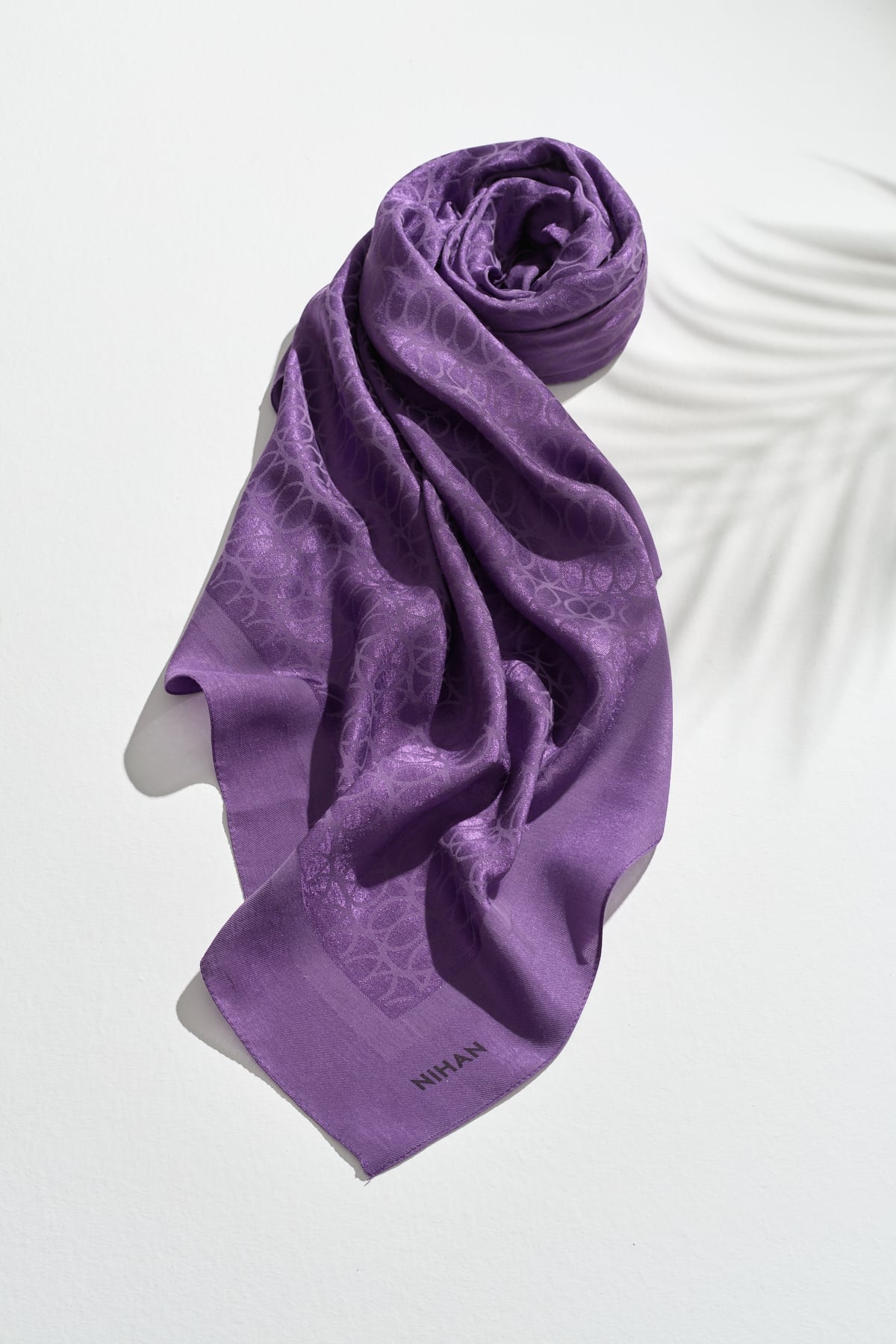 NİHAN Scarfs Nihan Jakarlı Pamuk Lyocell Eşarp  Mor_modest