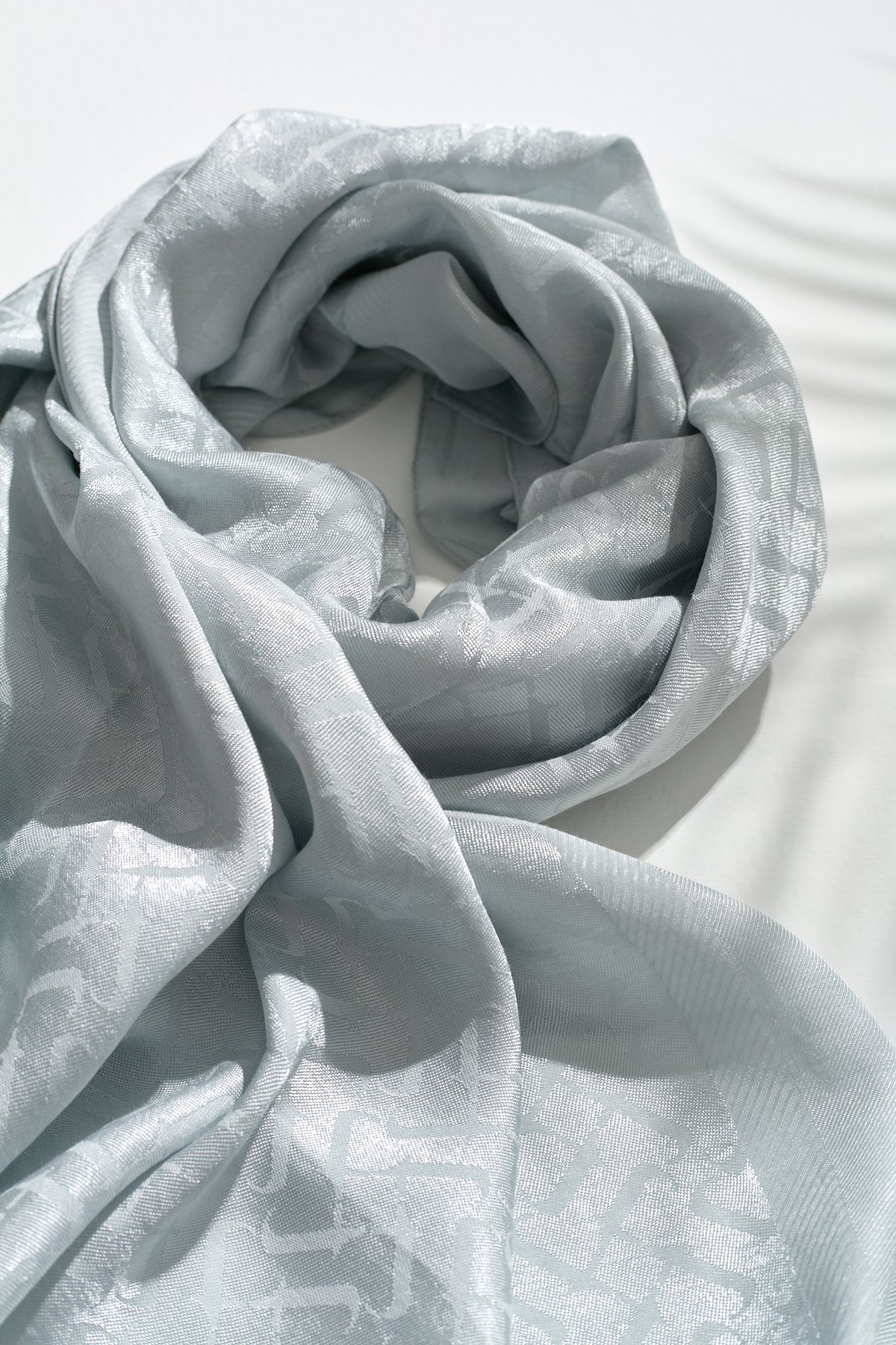 NİHAN Scarfs Nihan Jakarlı Pamuk Lyocell Eşarp  Gri_modest