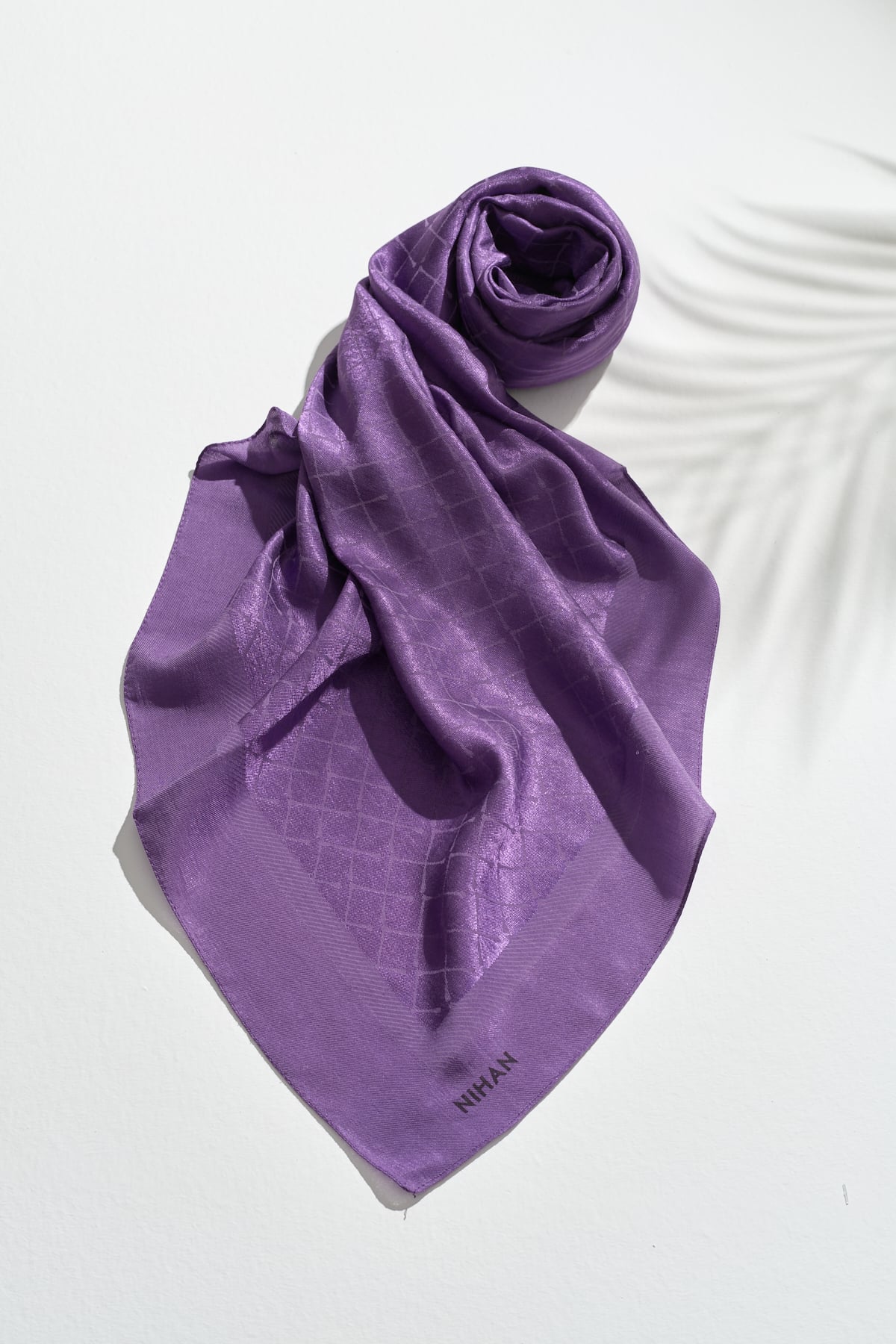 NİHAN Scarfs Nihan Jakarlı Pamuk Lyocell Eşarp  Mor_modest
