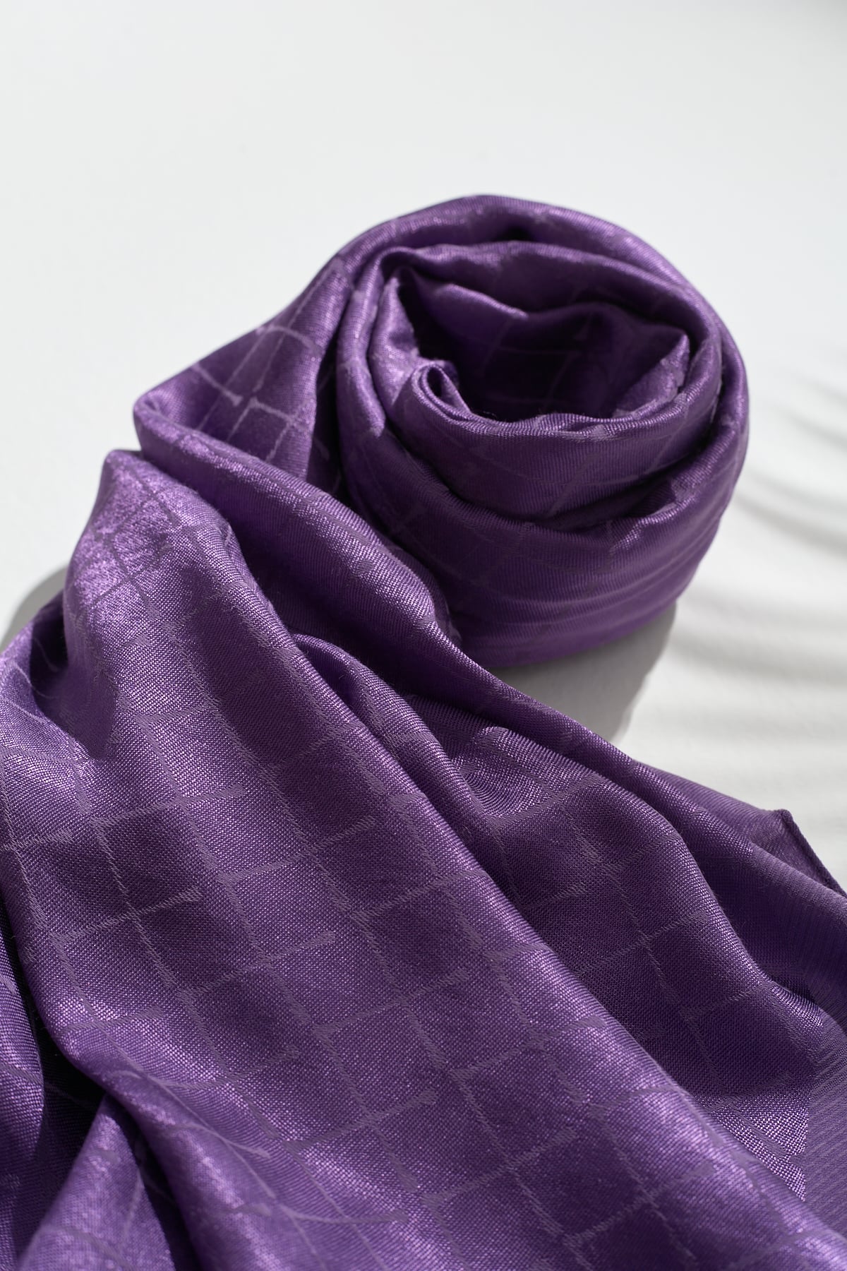 NİHAN Scarfs Nihan Jakarlı Pamuk Lyocell Eşarp  Mor_modest