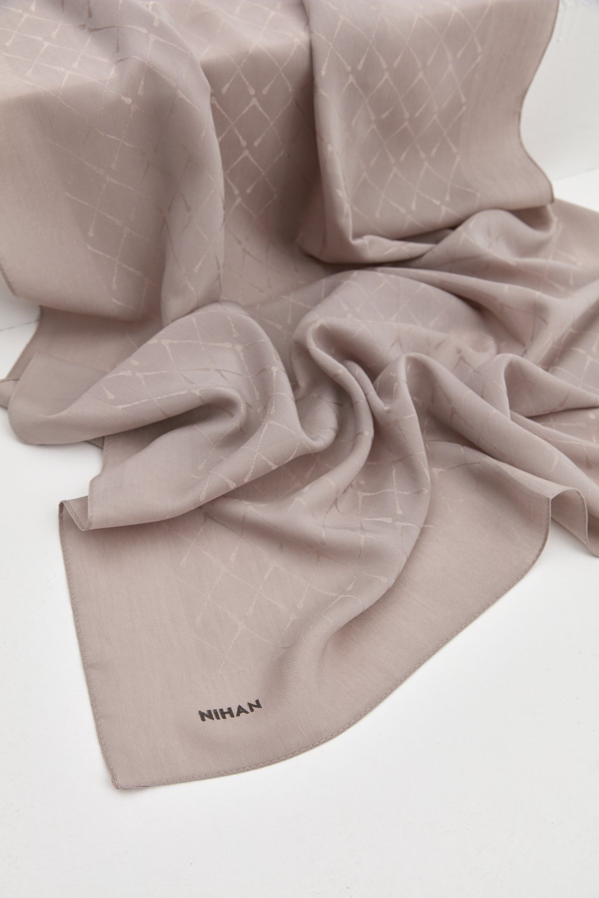 NİHAN Shawl Nihan Jakarlı Pamuk Lyocell Şal  Vizon_modest