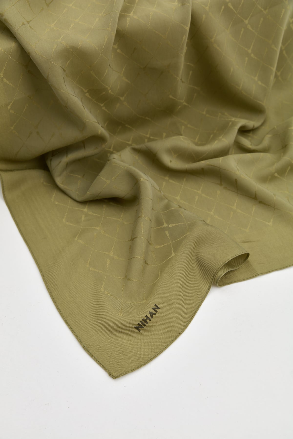 NİHAN Shawl Nihan Jakarlı Pamuk Lyocell Şal  Olive_modest