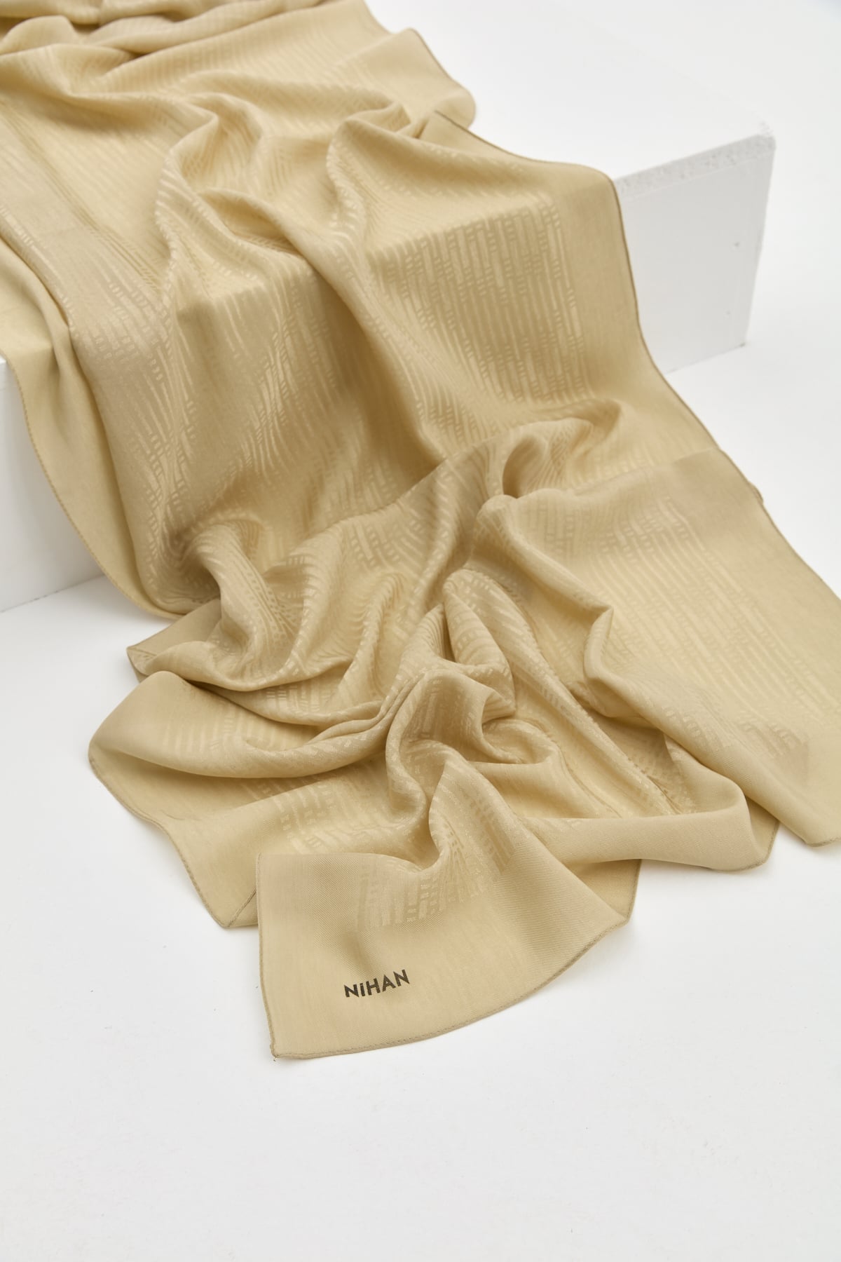 NİHAN Shawl Nihan Jakarlı Pamuk Lyocell Şal  Olive_modest
